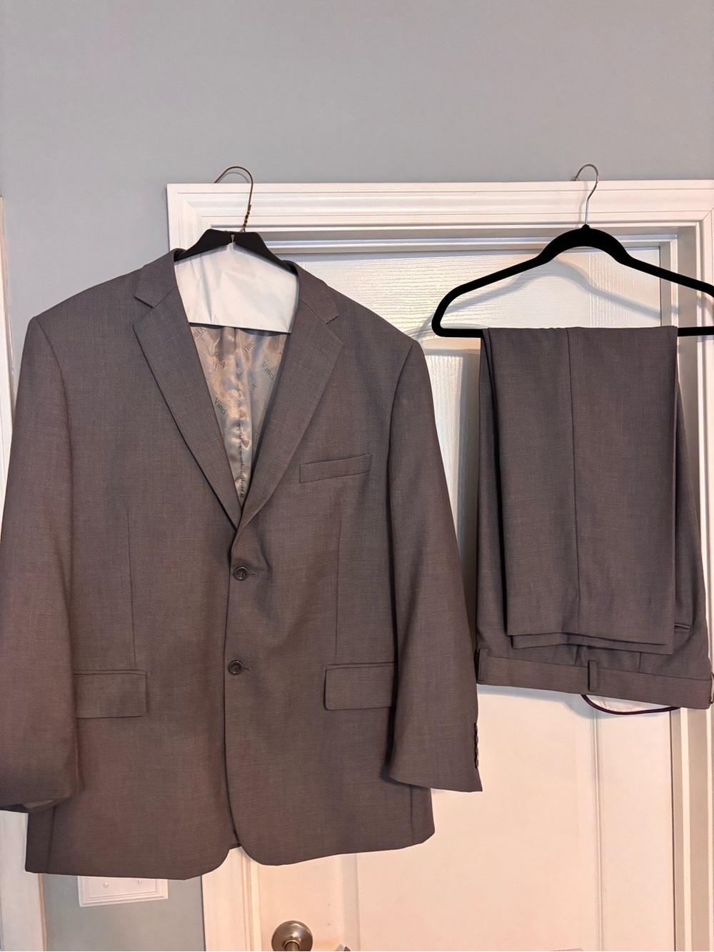Men's Two-Piece Gray Suit Jacket and Trousers